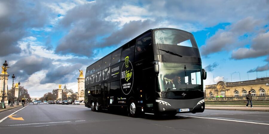 Bus Toqué Champs Elysées Tour w/ 3-Course Dinner & Champagne - The dinner experience: seasonal courses served while you roll past Paris