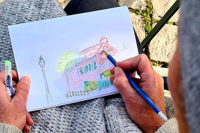 Drawing workshop / creative notebook during an unusual walk in Montmartre - Rue Lepic and Moulin de la Galette: quick sketch, good payoff