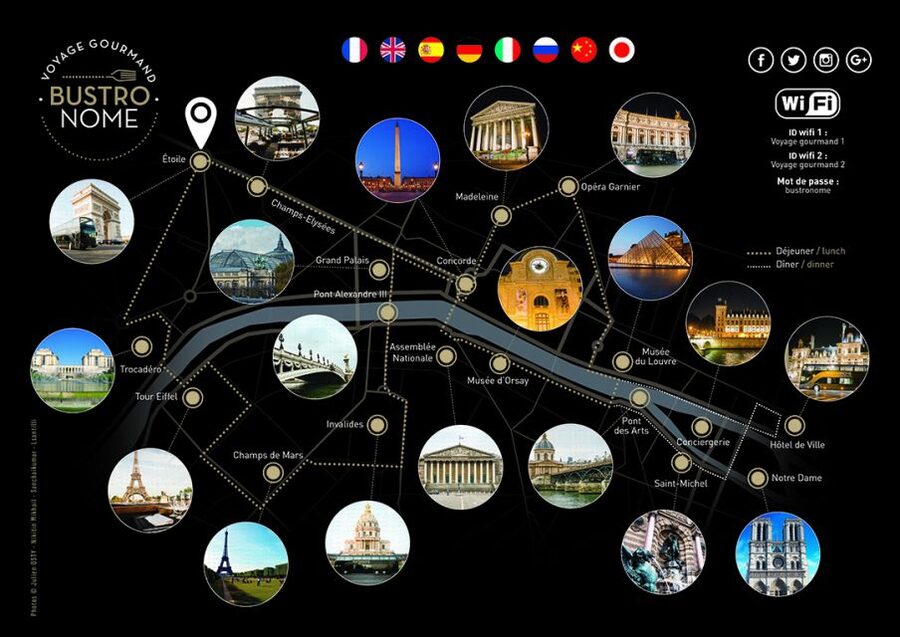 Paris: Bustronome Gourmet Dinner Tour - Where the bus takes you at night, plus the Eiffel Tower photo moment