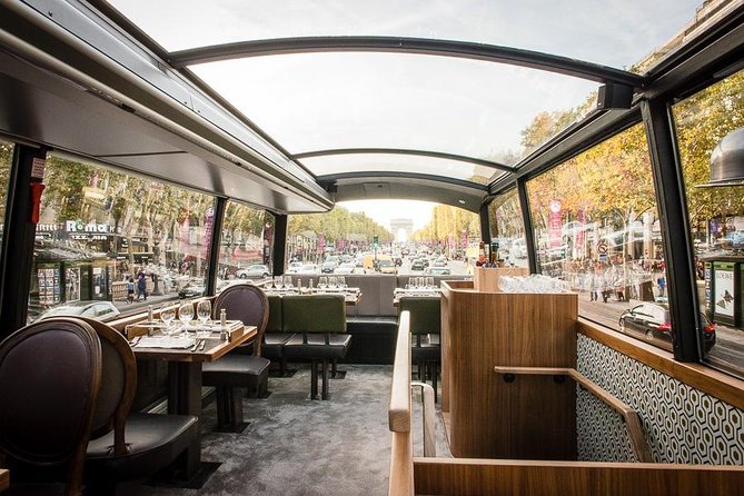 Paris Bustronome Gourmet Sightseeing Lunch on a Panoramic Bus - Onboard comfort: upstairs views, restrooms, and a calm pace