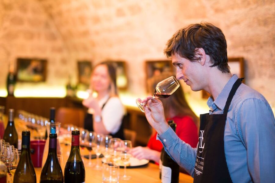 Paris: The Ultimate Wine and Cheese Tasting in English - The tasting room vibe at Les Caves du Louvre