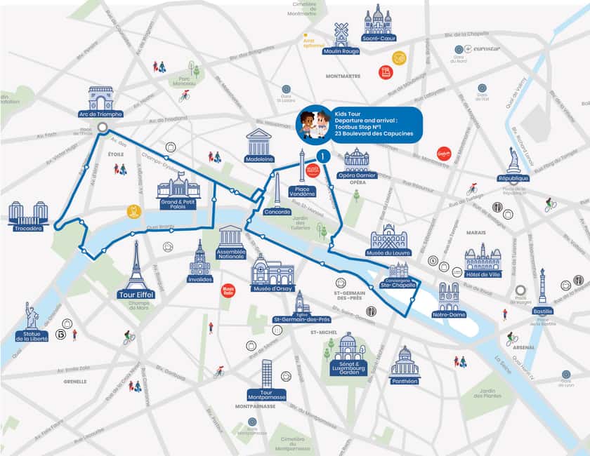 Paris: Tootbus Kids Bus Tour Experience - Starting at 23 Bd des Capucines, and how not to miss the bus