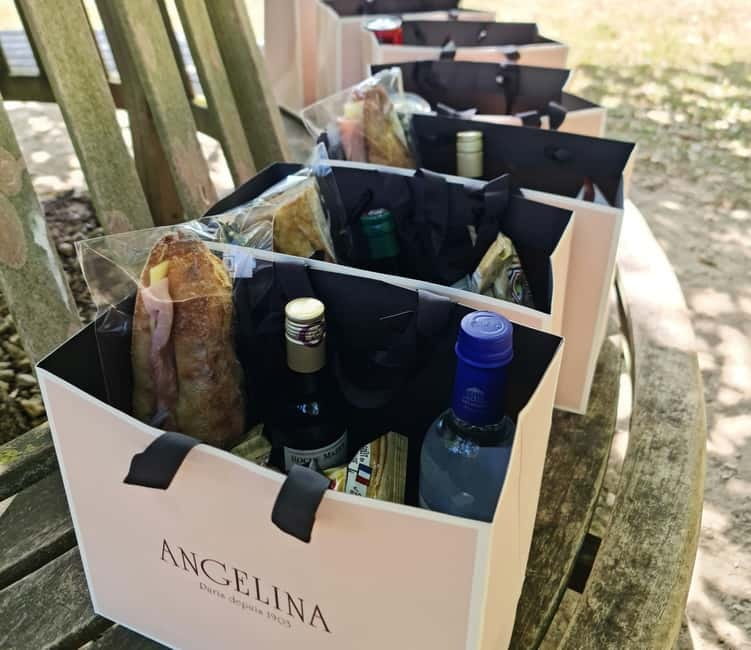 Paris: Versailles Golf Cart & Bike Tour with Palace Entry - The picnic break at Angelina, with wine that actually fits the schedule