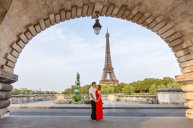 Private Professional Photoshoot in Paris - Stop 2: Pont de Bir-Hakeim framing the Eiffel Tower like a movie still